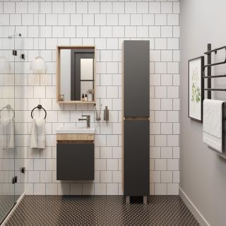 Пенал напольный Onika Милтон 403078 30см серый/дуб сонома